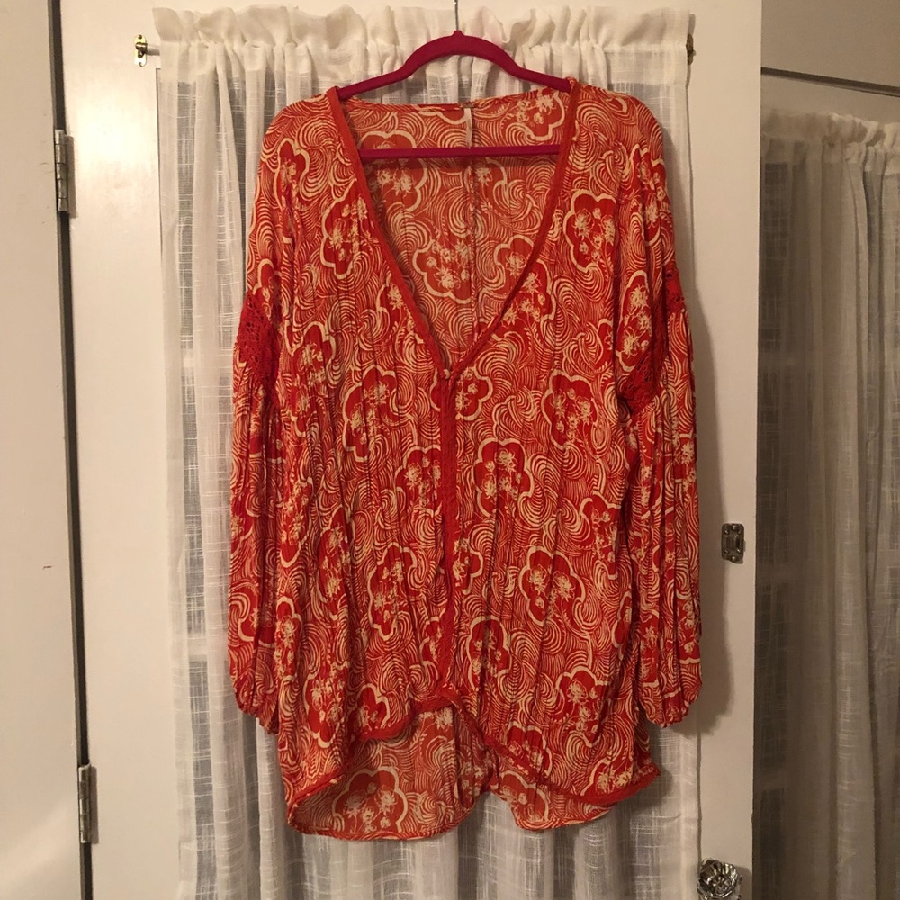 Orange and Cream Free People Kimono